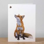 Fluttering Heights Red Fox Greeting Card by Pencil artist Angie