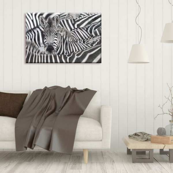Lost in a Crowd - Limited Edition Zebra Portrait Canvas Print
