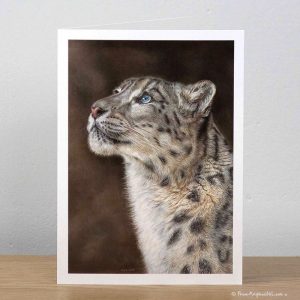 Mountain Spirit Snow Leopard Greeting Card by Pencil artist Angie