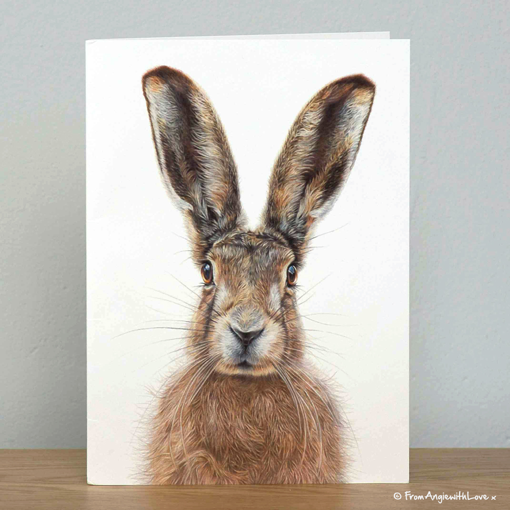 Mr Brambles Brown Hare Greeting Card by Pencil artist Angie