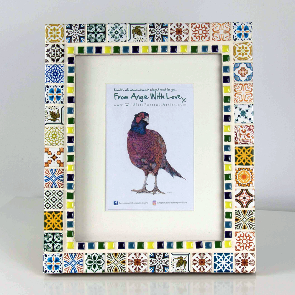 Mosaic photo frame by wildlife artist From Angie with love