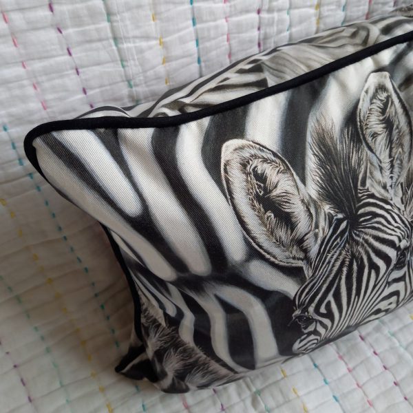 Art for your sofa! Lost in a crowd Zebra portrait cushion