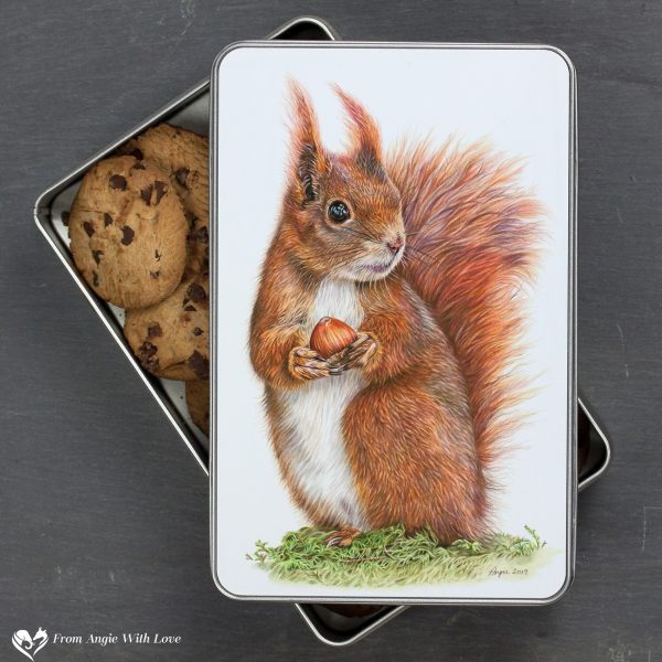 Red Squirrel Biscuit Tin - Caching In