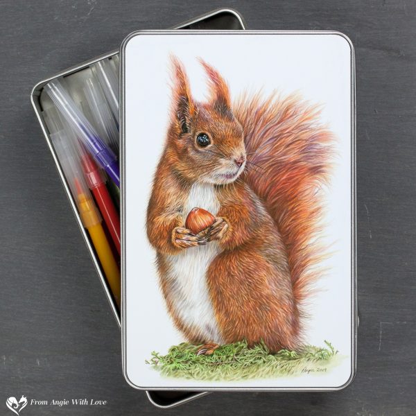Red Squirrel Stationery Tin - Caching In