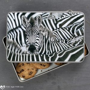 Zebra Biscuit Tin - Lost in a Crowd