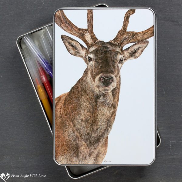 Red Deer Stationery Tin - Monarch