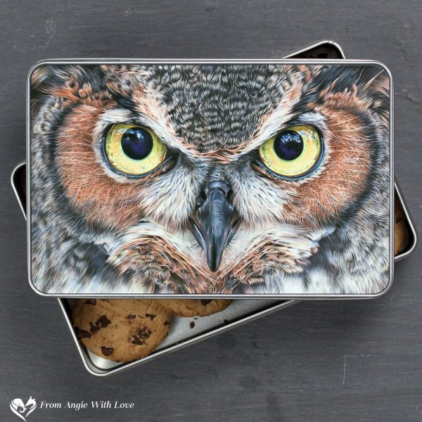 Eagle Owl Biscuit Tin - A Thousand Yard Stare