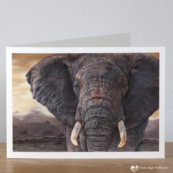 Tembo African Elephant Greeting Card by Pencil artist Angie