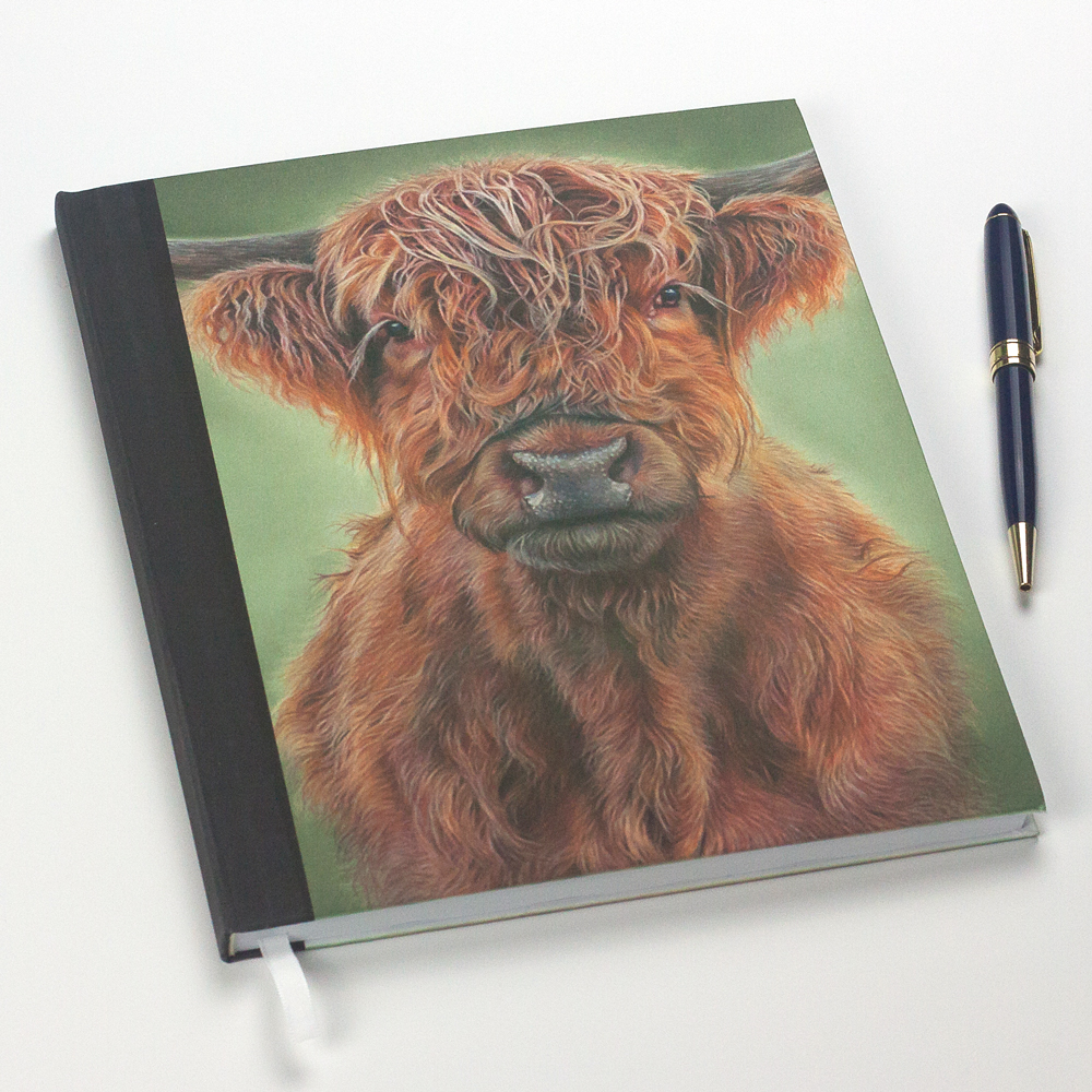 'Hamish' Highland Cow Notebook by Wildlife Artist Angie.