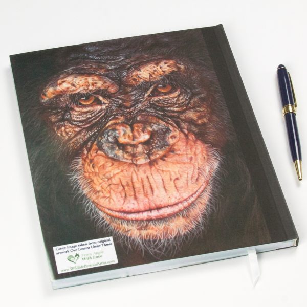 Chimpanzee Portrait 'Our Cousins Under Threat' Notebook - Back