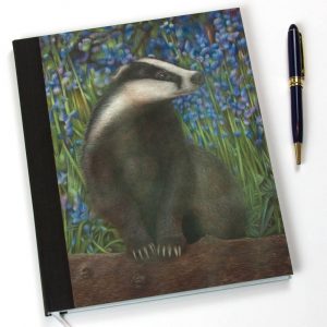 Badger Portrait 'Bluebell Wood' Notebook by Wildlife Artist Angie