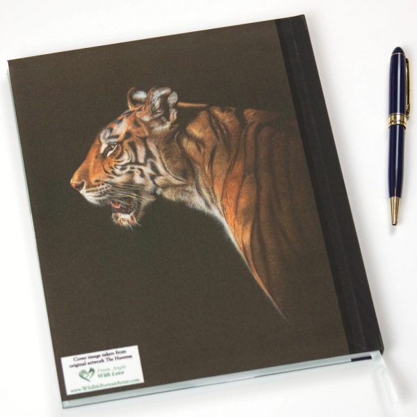 Tiger Portrait 'The Huntress' Notebook by Wildlife Artist Angie - Back