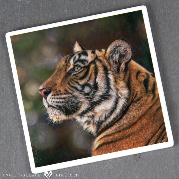 'Spirit of Ranthambore' Tiger Coaster by Wildlife Artist Angie