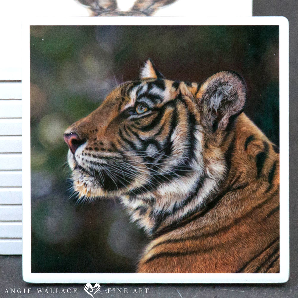 'Spirit of Ranthambore' Tiger Coaster by Wildlife Artist Angie