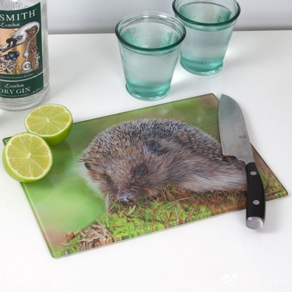'The Forager' Hedgehog Glass Chopping Board