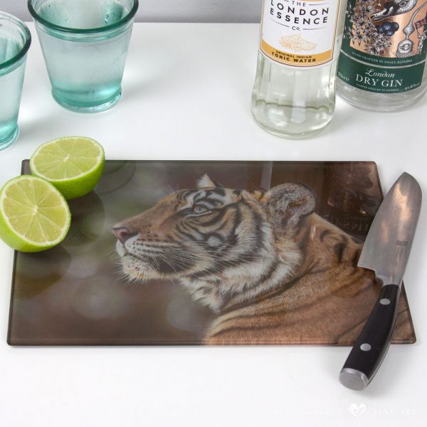 'Spirit of Ranthambore' Tiger Glass Chopping Board